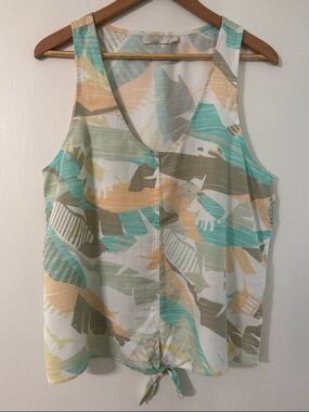 prAna Mckenzie Tank Spring Paloma Tropical Sleeveless Travel Size L Breathable